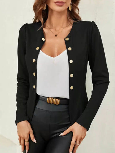 Chaqueta Casual Abierta Blazer Botones Dorados Kikinas