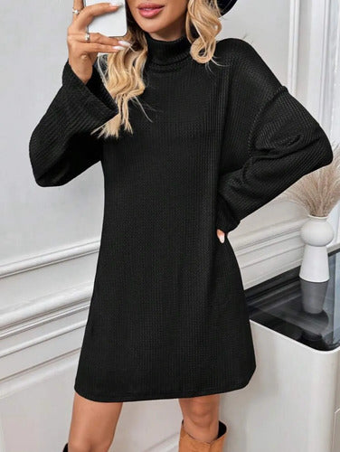 Vestido Cuello Alto De Hombros Caídos No Incluye Cinturón Negro Lisa S