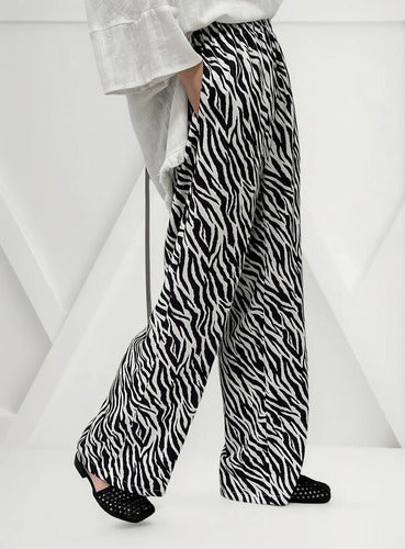 Pantalón Palazzo De Cebra Animal Print Casual Tendencia