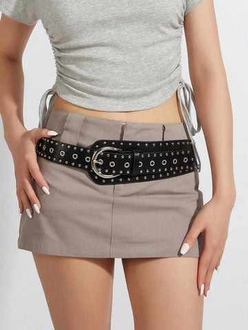 Cinto Negro Tachas Ancho Tendencia Kikinas