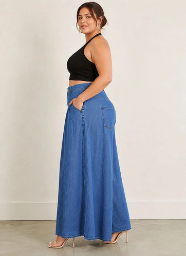 Jean Wide Leg Palazzo Vaquero Talle Grande Kikinas