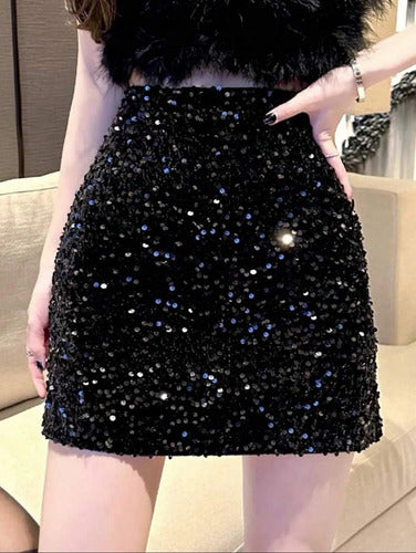 Pollera Minifalda De Fiesta De Lentejuelas Brillante Kikinas