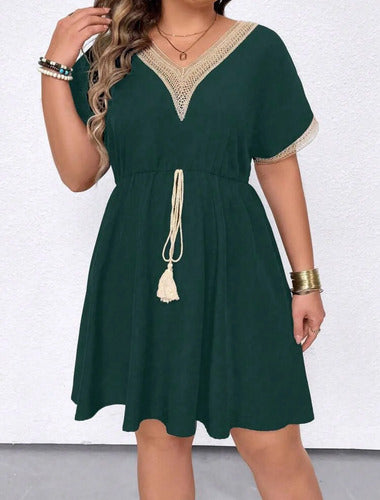 Vestido De Verano Escote V Talle Grande