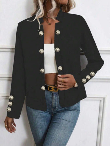 Chaqueta Casual Moda Napoleón Blazer Botones Dorados Kikinas