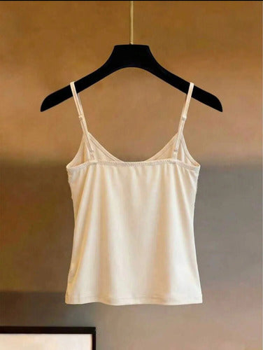 Musculosa Top Blusa Brillante Lentejuelas Breteles Kikinas Beige Lentejuelas M