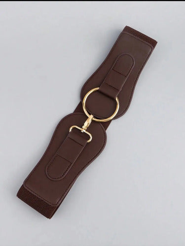 Cinto Elastico Con Hebilla Dorada Kikinas Chocolate Elastizada 100