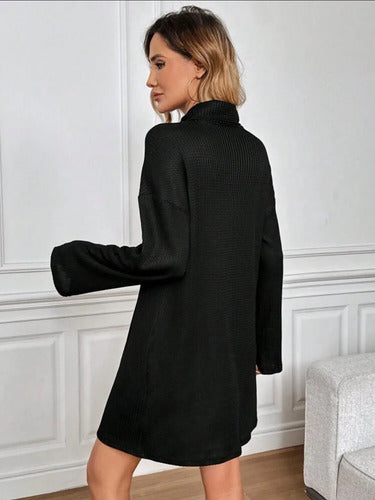 Vestido Cuello Alto De Hombros Caídos No Incluye Cinturón Negro Lisa S