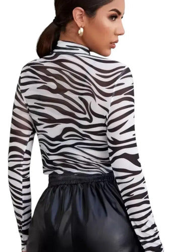 Blusa De Cebra Top Malla Transparente No Incluye Sujetador