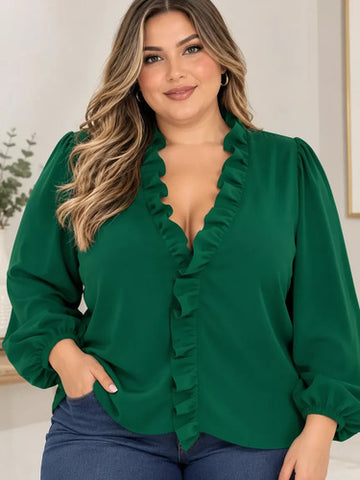 Blusa Talle Grande Manga Larga De Gasa Ligera Kikinas