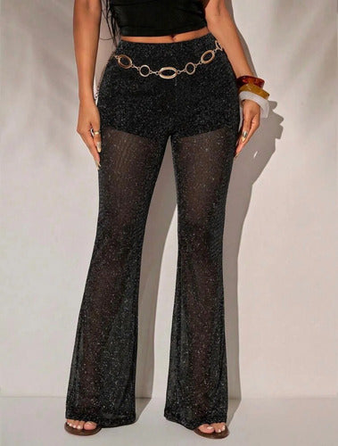 Pantalón Oxford Tul Malla Brillante Lurex Con Short Kikinas