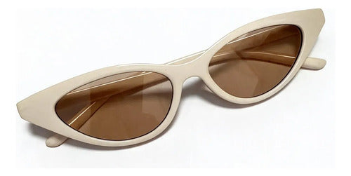 Lentes De Sol Retro Cat Eyes Ojos De Gato Ambar Kikinas Cat Eyes Crema Ámbar