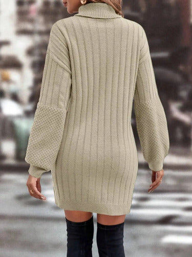 Vestido Tejido De Invierno Tipo Cuello Alto