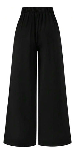 Pantalon Palazzo Botones Dorados Talle Grande Plus Size Kiki Negro Lisa/botones Dorados Xxl