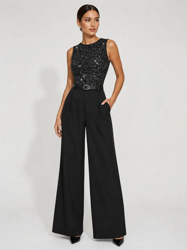 Mono Enterizo Enterito De Fiesta Elegante Con Tela Brillante