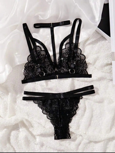 Conjunto Sexy Set De Lencería Con Encaje Y Arnés Kikinas