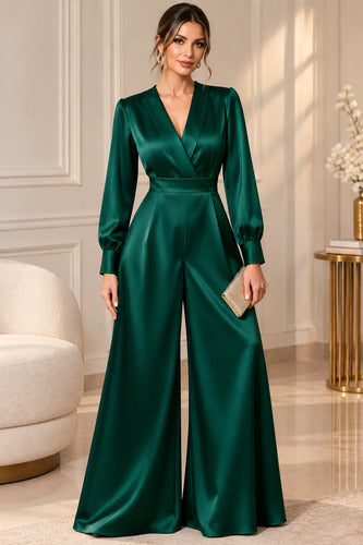 Mono Enterizo Enterito De Fiesta Elegante Con Tela Satinada