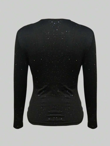 Blusa Escote V Talle Grande Brillante Elastizada Top Kikinas