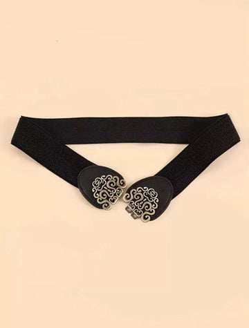 Cinto Elastizado Fino Hebilla De Enganche Dorado Vintage Negro Elastizado/dorado 80