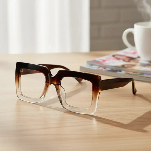 Armazón De Lentes Cuadrado Chocolate Transparente Kikinas Chocolate/transparente