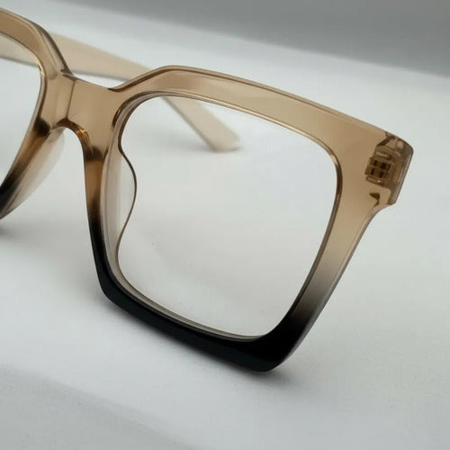 Armazón De Lentes Cuadrado Negro/dorado Rectangular Kikinas Negro Dorado