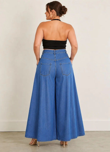 Jean Wide Leg Palazzo Vaquero Talle Grande Kikinas
