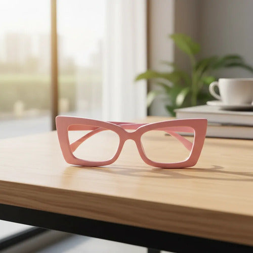 Lentes Rosa Armazon Filtro Luz Azul Antifatiga Pc Cel Tv Rosa
