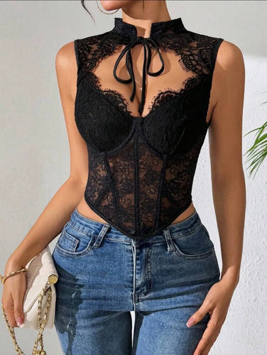 Top Corset Con Encaje