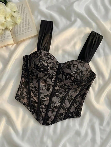 Corset Top Tipo Bustier Con Encaje Kikinas