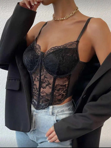 Corset De Encaje Tipo Bustier