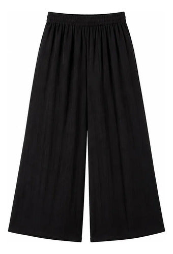 Pantalón Palazzo Elegante Gasa Oxford Plus Size Kikinas Negro Gasa Xl