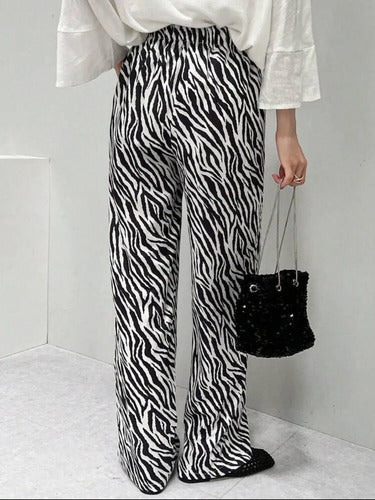 Pantalón Palazzo De Cebra Animal Print Casual Tendencia