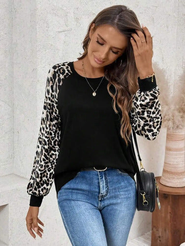 Buzo Con Mangas Diseño De Leopardo