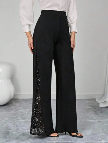 Pantalón Fiesta Brillante Palazzo Elegante Oxford Kikinas