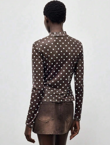 Blusa De Lunares Polka Dot Con Tela De Transparencia Kikinas