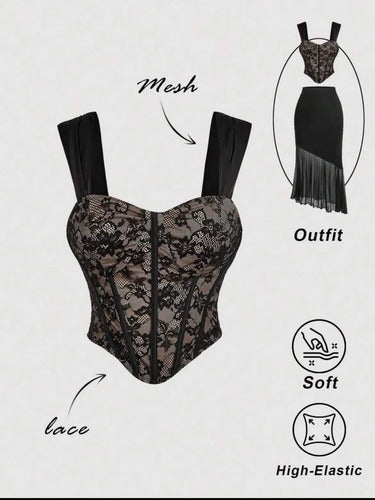 Corset Top Tipo Bustier Con Encaje Kikinas