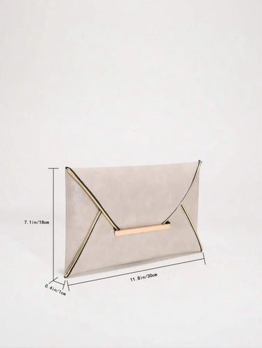Cartera De Fiesta Tipo Sobre De Dama De Gala Kikinas Crema Gamuza Oro
