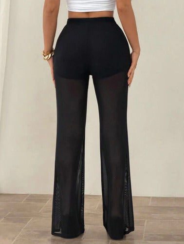 Pantalón Oxford De Tul Malla Transparente Con Short Dama