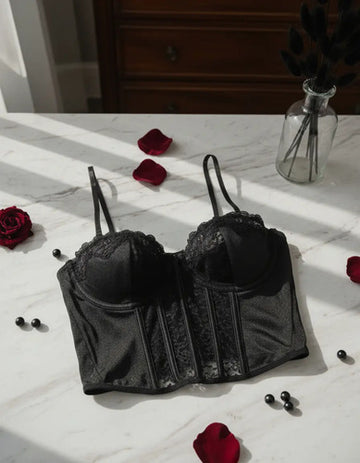 Corset De Dama Con Detalles De Encaje Con Aros