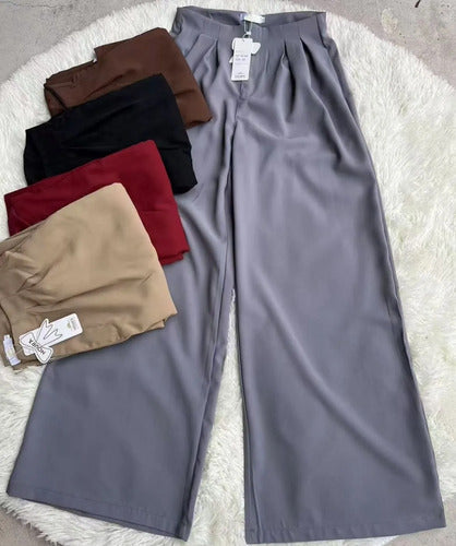 Pantalón De Vestir Palazzo Sastrero Elástico Tipo Lino