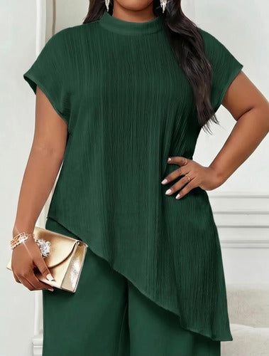 Blusa Talle Grande Elegante Corte Asimetrico