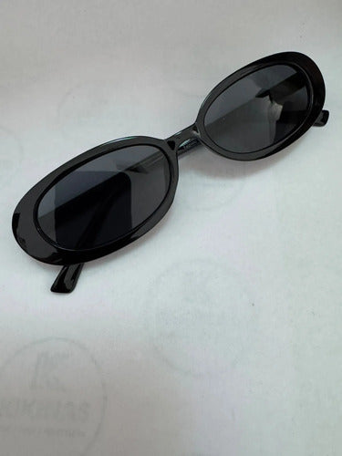Lentes De Sol Retro Ovalados Negro Kikinas Negro