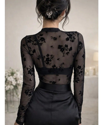 Blusa Top Malla Transparente Brillante No Incluye Top