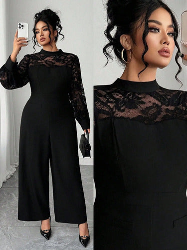 Mono Enterito Plus Size Talle Grande Mangas Encaje Kikinas