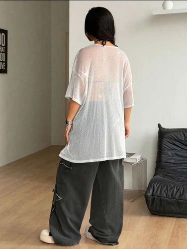Remeron Plus Size Malla Transparente Brillante Kikinas Plateado Transparencia/brillante Xl