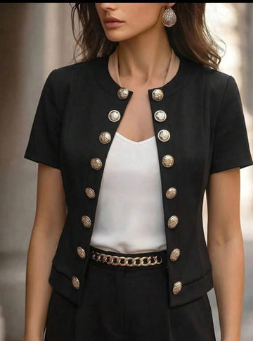 Chaqueta Manga Corta Abierta Saquito Botones Dorados Kikinas