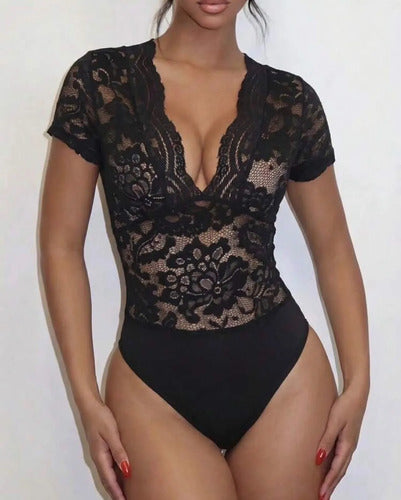 Body De Encaje Escote V Profundo De Mujer Kikinas
