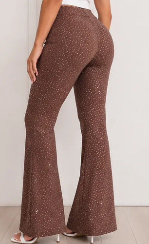 Palazzo Pantalón Tipo Oxford Fiesta Con Brillos Kikinas