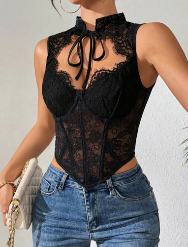 Top Corset Con Encaje