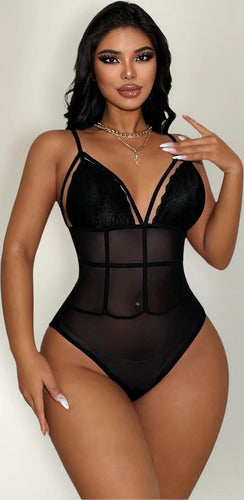 Body Sexy Lencería Con Detalles De Malla Transparente Damas