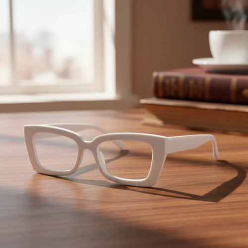 Lentes Blancos Armazon Filtro Luz Azul Antifatiga Pc Cel Tv Blanco